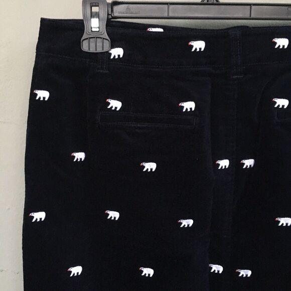 Talbots Women Skirt 10 Navy Blue Velvet Polar Bear Embroidered Knee Whimsical - Picture 12 of 14